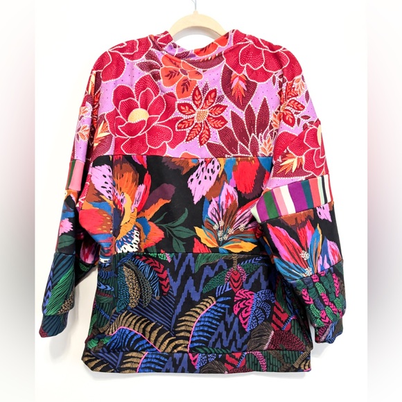 FARM Rio Lilac Mixed Print Multicolored Botanical Oversized Sweatshirt Sz Small - Picture 5 of 11